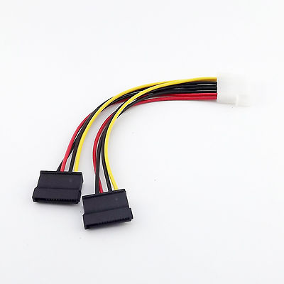 IDE Molex 4 Pin Male to 2 x SATA Female ATA Y Splitter HDD Power Adapter Cable