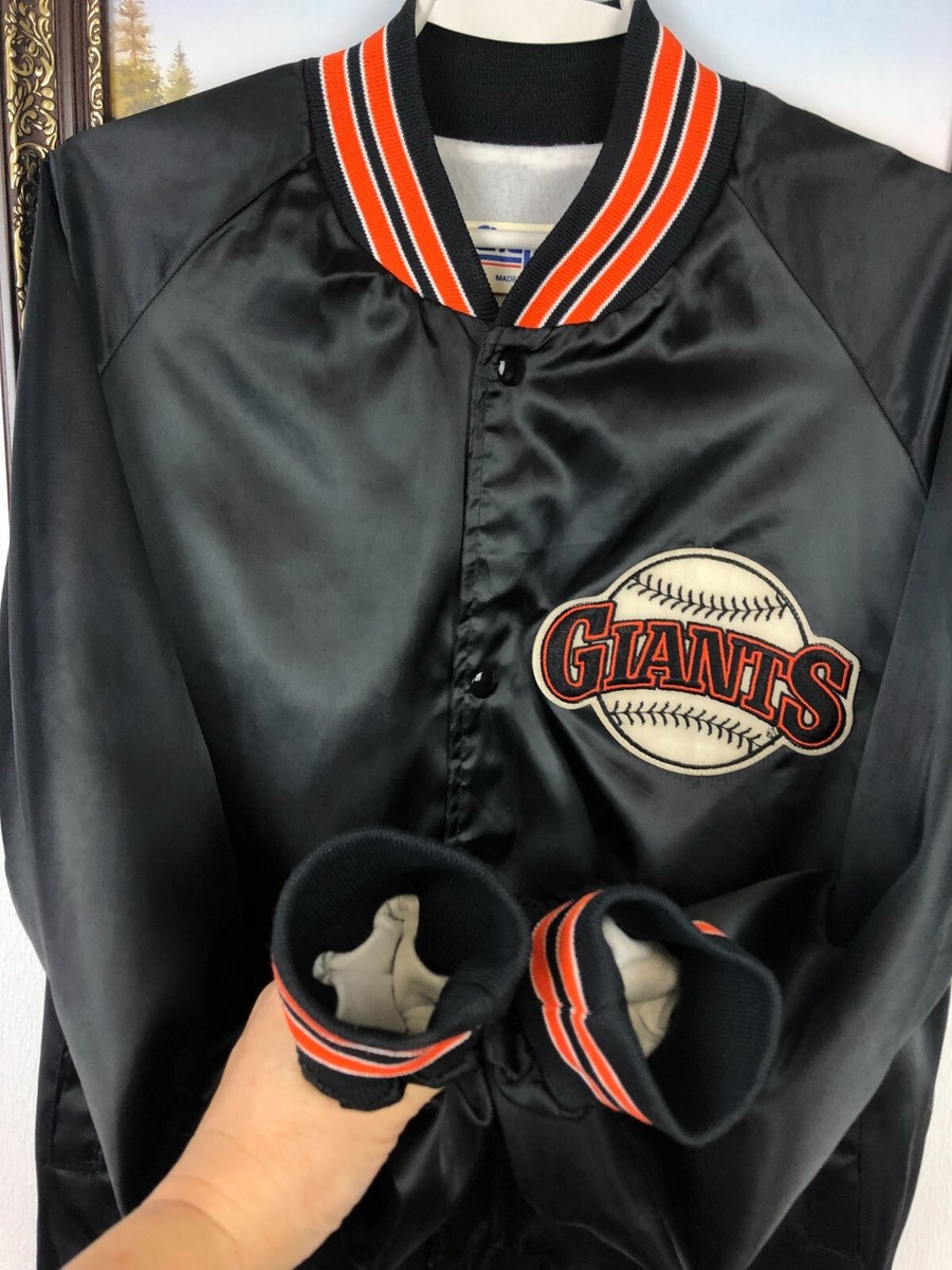 Vintage 80's San Francisco Giants Chalkline Black Satin Bomber