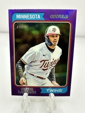 Trevor Larnach 2023 Topps Heritage High Number Purple Hot Box Refractor #554