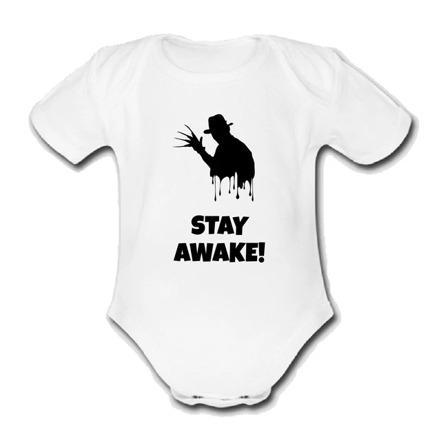PSYCHOBABY FREDDIE KRUGER Babygrow Baby vest grow bodysuit STAY AWAKE