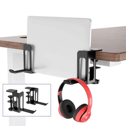 No Drill Desk Side Laptop Mount,Hanging Laptop Holder for Office and Black