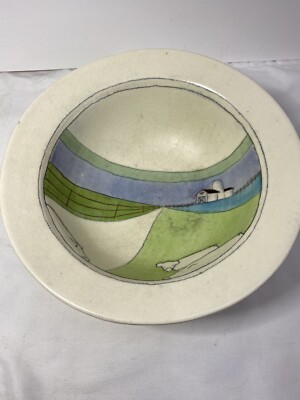 Vintage Beth Fein 1980 Farm Scene Bowl Cows Barn Country 
