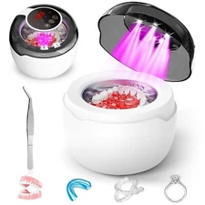Ultrasonic Cleaner Machine with UV - 50kHz - Dentures & Jewelry - 250ml - White