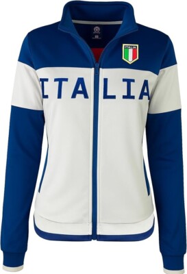 Women's Italy Fan Track Jacket - Just 4 Kicks Inc. - Blue & White