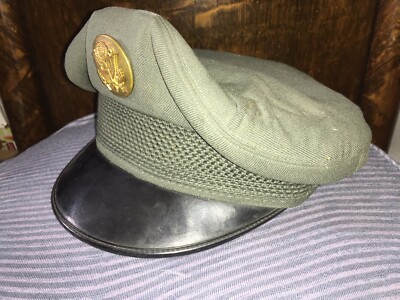 Vintage Mens Military Service Hat Green Army Wool AG-44 Cap Size