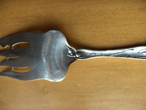 Alvin Bridal Rose sterling silver large cold meat fork~1903~Art Nouveau floral - Picture 5 of 7