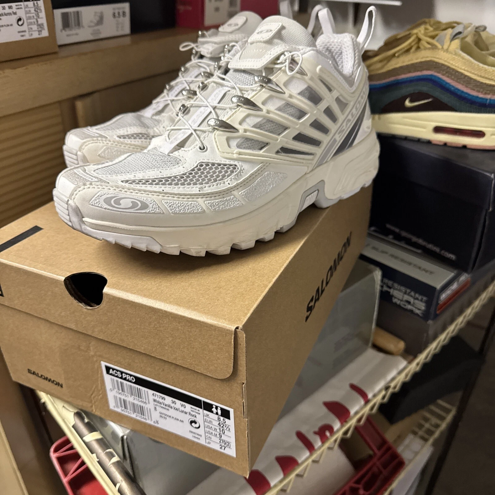 Taglia 9 Salomon ACS Pro Advanced Bianco Ghiaccio alla Vaniglia