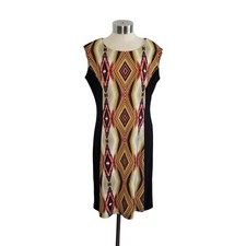 Ronni Nicole Women's Sleeveless Diamond Pattern Earth Tones Sheath Dress Size 6