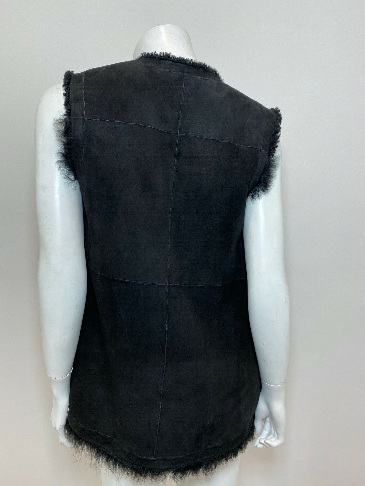 Theory Reversible Shearling Patchwork Vest in Bla… - image 11