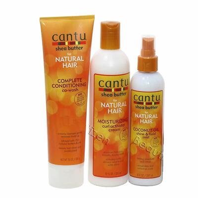 2X Cantu Sheabutter für natürliches Haar 3 Stück Set Conditioning Co-Wash, Lockencreme