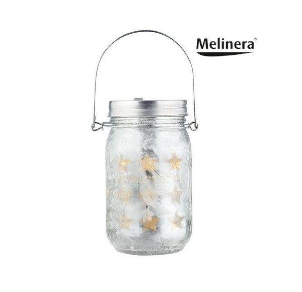Led Windlicht Aus Glas Sterne Silber Batterie Weihnachtsdeko Dekoglas Melinera®-image