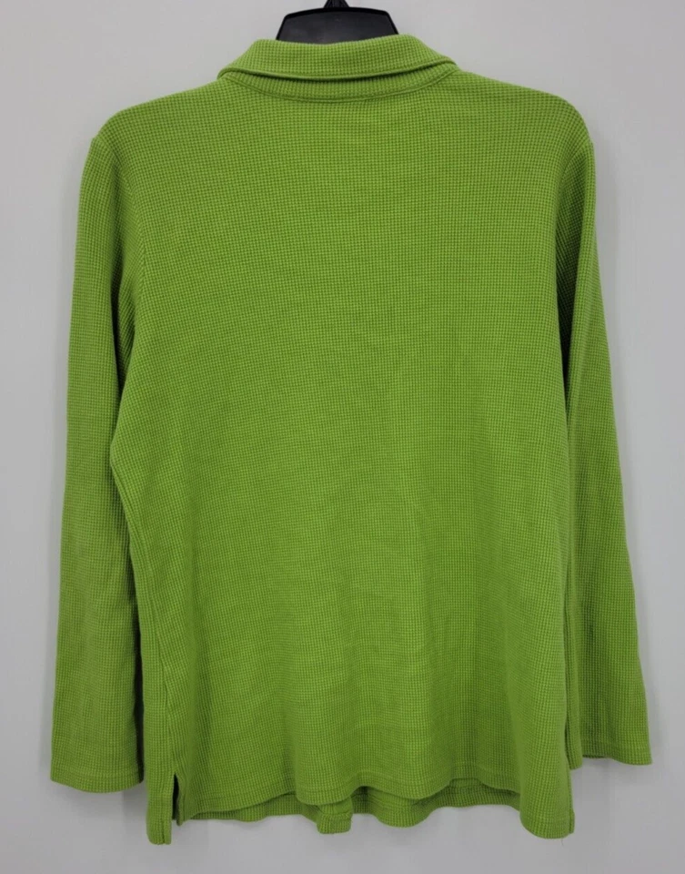 Quacker Factory Cardigan Jacket Womens Medium Lime Green Waffle Knit Rhinestones - Image 2 of 4