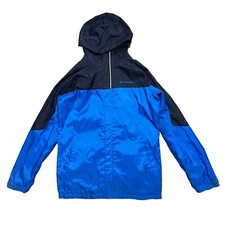 Columbia Size L 16-18 Boys Navy/Blue Full Zip Hooded Windbreaker Jacket