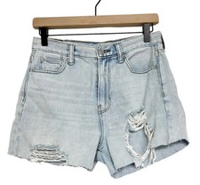 American Eagle Mom Jeans Cutoff Shorts Light Wash Womens Size 4 Distressed