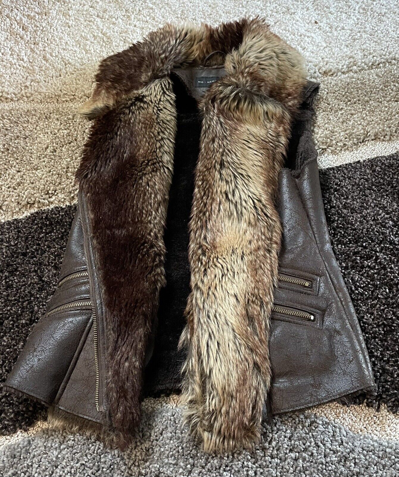 Members Only Distressed Faux Leather Faux Fur Sle… - image 11