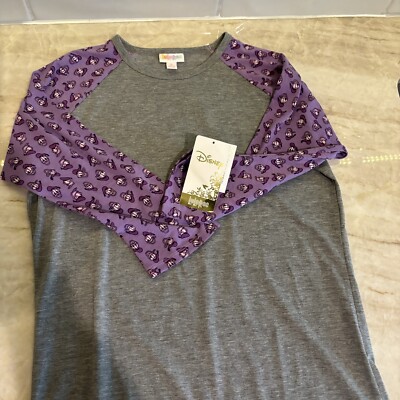 Lularoe Randy T Shirt Quarter Sleeve Gray Purple Disney Donald Duck Size S