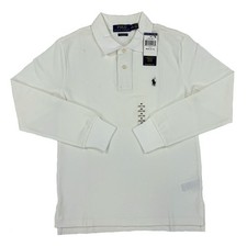 MINOR DEFECT Polo Ralph Lauren Boy's L/S Solid Polo Shirt - White - Size 10/12