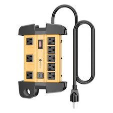 8 Outlets Heavy Duty Surge Protector Power Strip with 2 USB Ports,1800 Joules...
