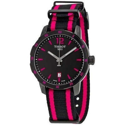 Tissot Quickster 40mm Black And Hot Pink Nylon Women's Watch T0954103705701