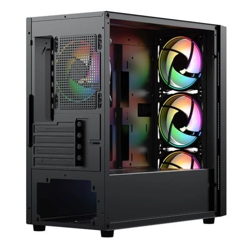 Vida Lucid Black ARGB Gaming Case w/ Glass Front & Side, Micro ATX, 4x ARGB - Image 4 of 4
