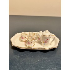 Vintage Miniature Porcelain Tea Set Doll House Flowers