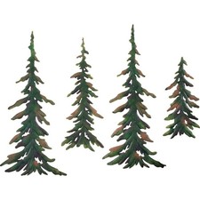 4 PCS Evergreen Pine Tree Metal Wall Decor