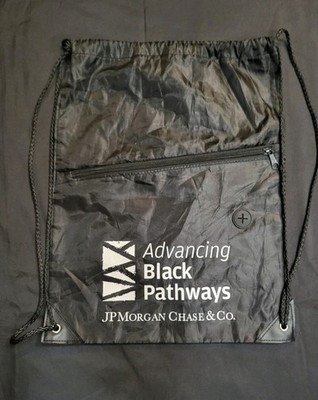 JPMorgan Chase Company Advancing Black Pathways Drawstring Black Backpack Bag