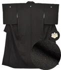 JAPANESE VINTAGE KIMONO SILK JACKET ROBE BLACK 3mt3535