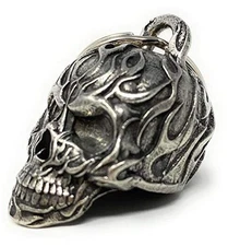  Flame Skull Bell - Motorcycle Biker Bell Accessory or Key Chain for Good Luck 
