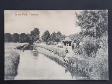 Taunton Postcard C1910 In The Park Shelter Keeper River Bench Somerset