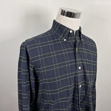 Polo Ralph Lauren Large Classic Fit Vintage Oxford Shirt Blue Green Yellow Plaid