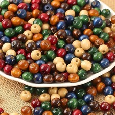 1000 or 400 PCS Colorful Wooden Beads 8/12Mm Assorted Macrame Wooden Loose Space