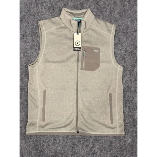 Live Forever Golf Mens 2XL Full Zip Fleece Vest Tan Khaki Mint Green LFG NWT - product listing photo