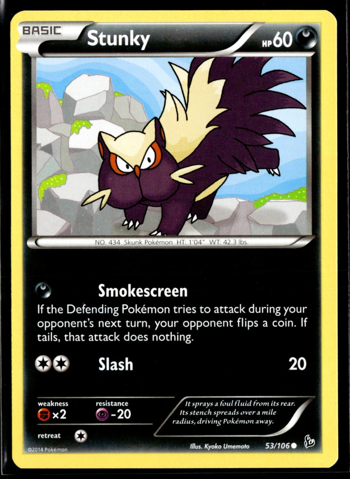 2014 TCG Pokémon #53 Stunky 53/106 Non Holo Regular Flashfire