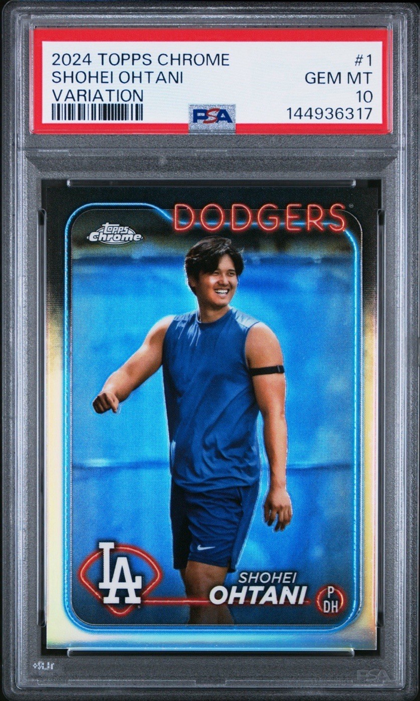 SHOHEI OHTANI 2024 TOPPS CHROME #1 IMAGE VARIATION REFRACTOR SP MVP PSA 10