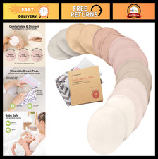 Reusable Organic Nursing Pads - 14 Washable Breastfeeding Pads, Soft Absorbent