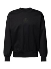 Hugo Boss Mens Soleri Black Center Rhinestone Logo Crew Neck Cotton Sweatshirt