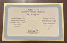 3/4/2025 US House President Trump Address To Congress Ticket No. 6