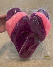 Vintage NIB 70s/80s Pink Purple Fuzzy Peep Toe Slippers Loungewear