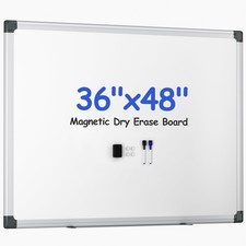 Magnetic White Board Hanging 36" x 48" for Office, Class, Home, Sliver Alumin...