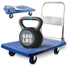 Foldable Push Cart Dolly 660 lbs, Capacity Heavy Duty Moving Platform Trucks ...