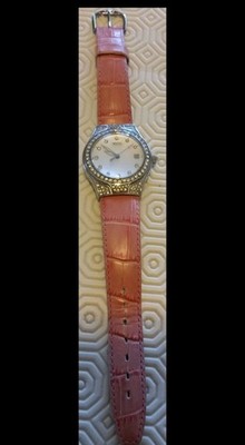 Wintex Vintage Damenuhr Datum Strass Zifferblatt Lederband Box Original 70er/80er