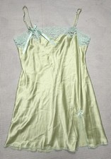 Victorias Secret Angels Green Slip Dress Lace Slit Sz Lg NWT Flaw 