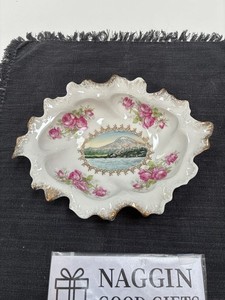 Mt Rainier Shelton WA Souvenir Dish Roses Gilt Scalloped Antique Austrian