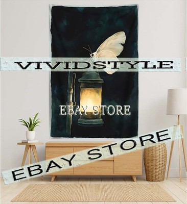 Night Garden Tapestry Lantern Moth glowing firefly magic 39X59 in