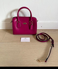 Coach Pink Satchel Top Handle Bag Zip Closure Detachable Strap Gold Hardware