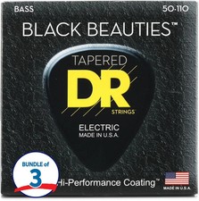 DR Strings Black Beauties Electric Bass Guitar Strings - .050-.110 Heavy