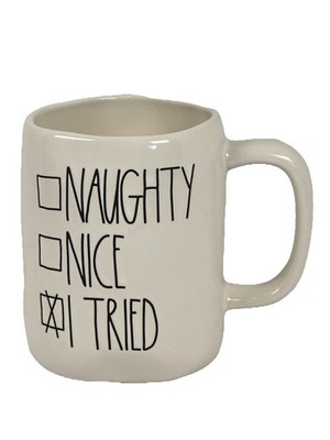 Rae Dunn Naughty Nice I Tried Mug Artisan Collection Ceramic Christmas Cup