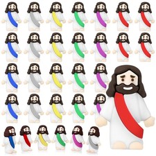 30 Pcs Little Jesus Figures, Mini Rubber Jesus Figures Bulk 6 Colors Tiny Small
