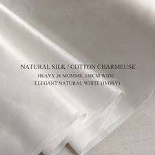 Heavy 26m/m 55'' Wide Ivory White Cotton Silk Satin Mulberry Charmeuse Fabric
